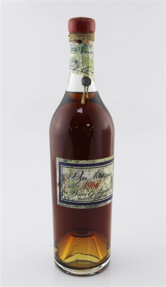 One bottle of Baron G. Legrand Bas Armagnac, 1966,